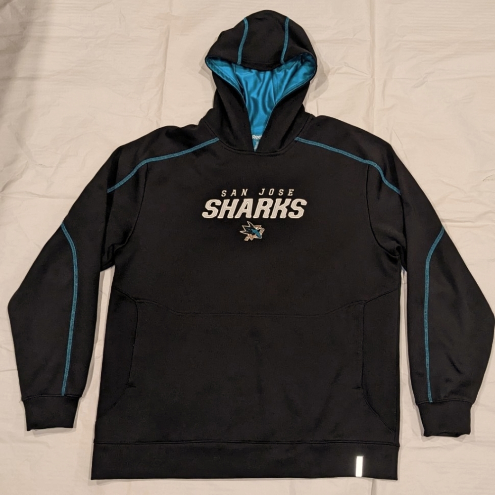 Reebok NHL San Jose Sharks Team Jersey Hoodie Sweatshirt Adult L